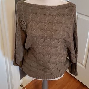 Cable off shoulder sweater